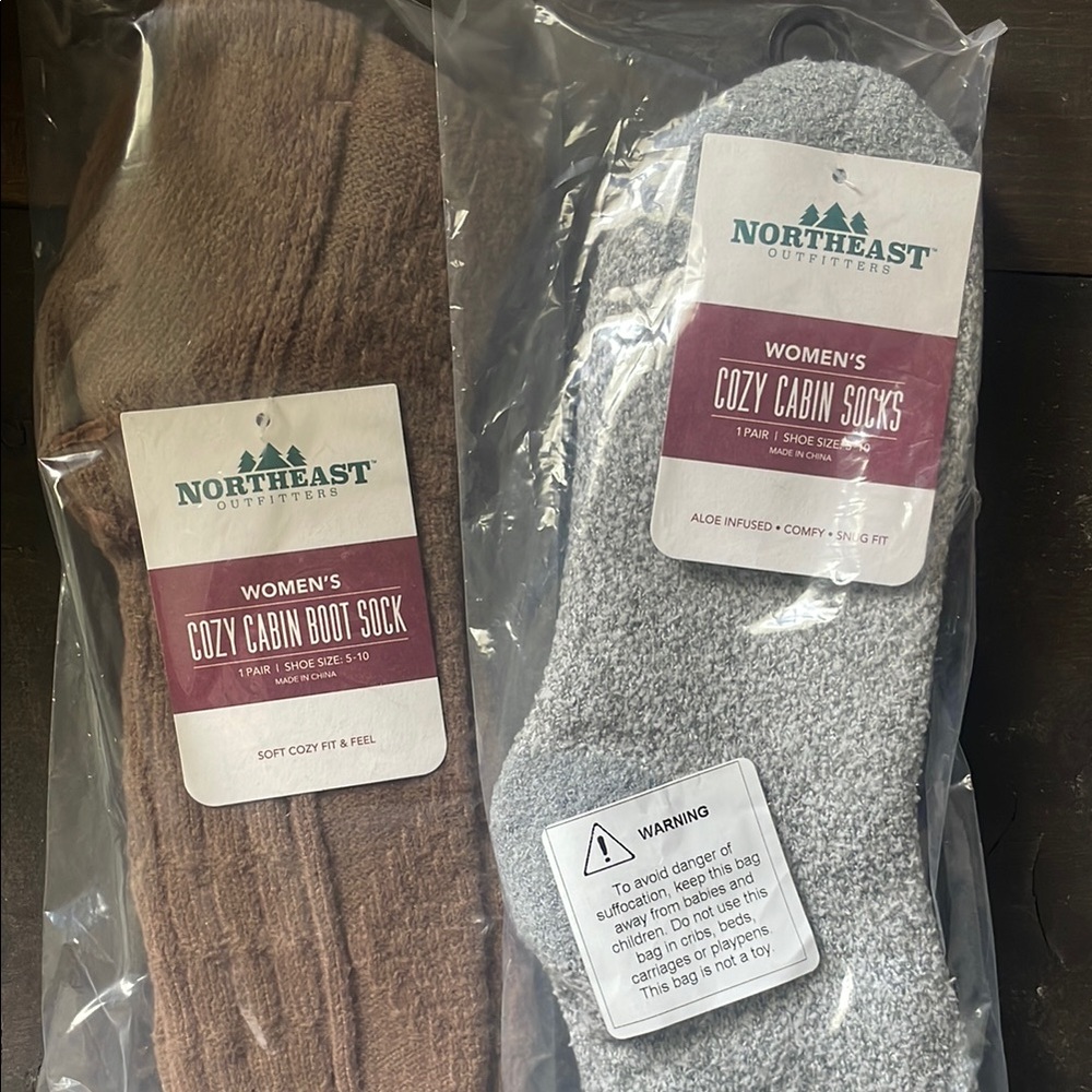 Women’s  Cozy Cabin Socks - Brown and Gray